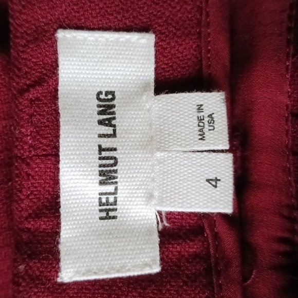 HELMUT Lang Pixel Suiting Wool Woven Skinny Pants, Wine Burgundy, Size 4 - Picture 8 of 11